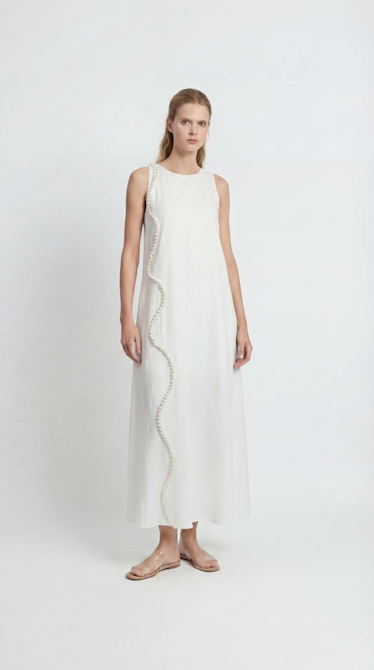 Pearl Linen Maxi Dress