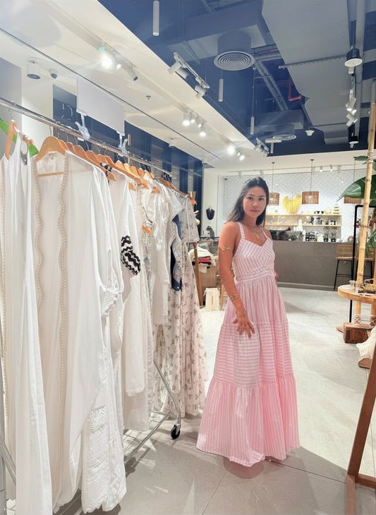 Abby White Pink Striped Dress