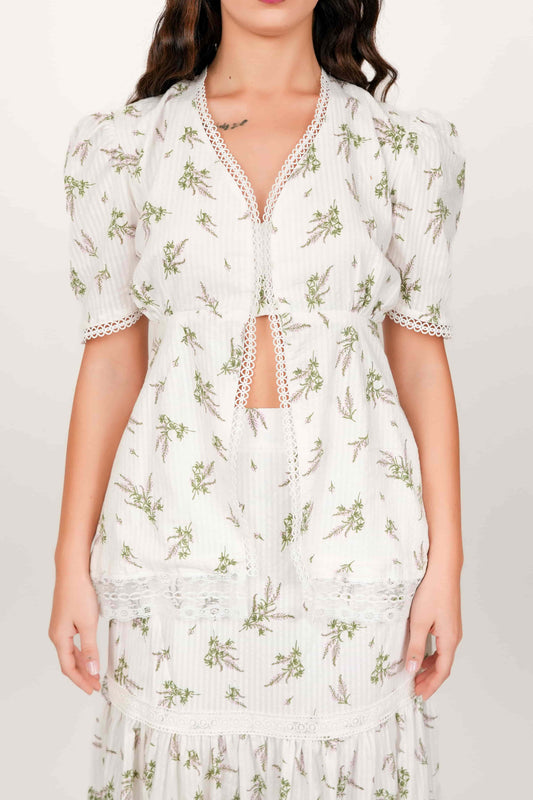 Iris White Floral Top