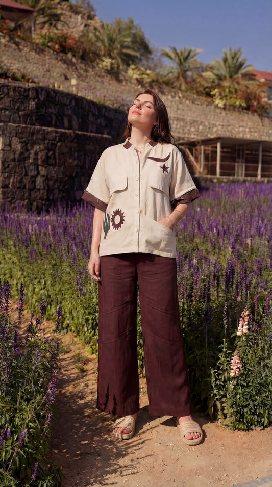 Emara Brown Linen Pant