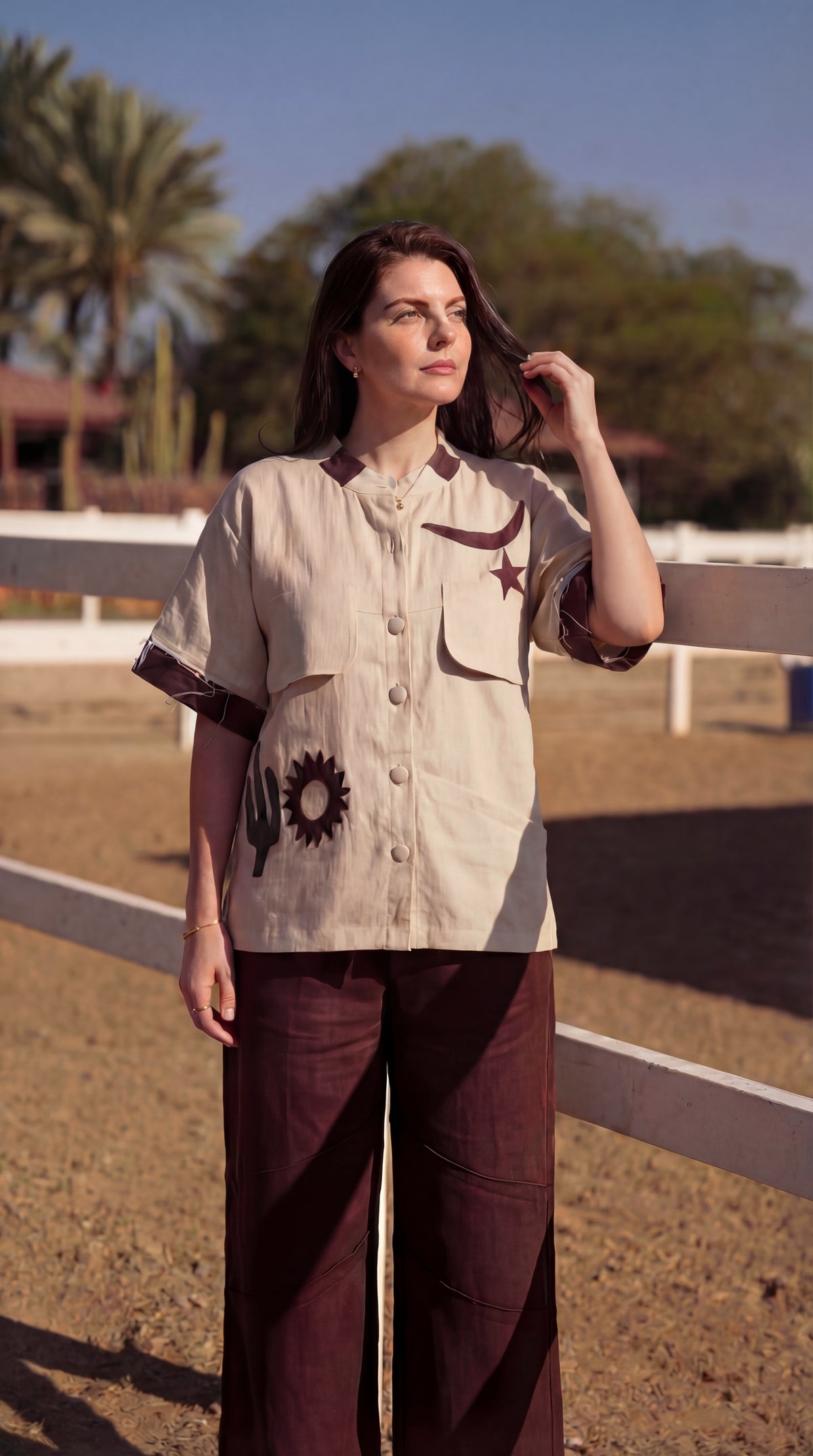 Emara Brown Linen Pant
