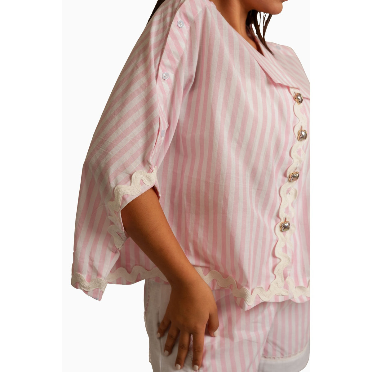 Luna Pink And White Striped Co-ord Set