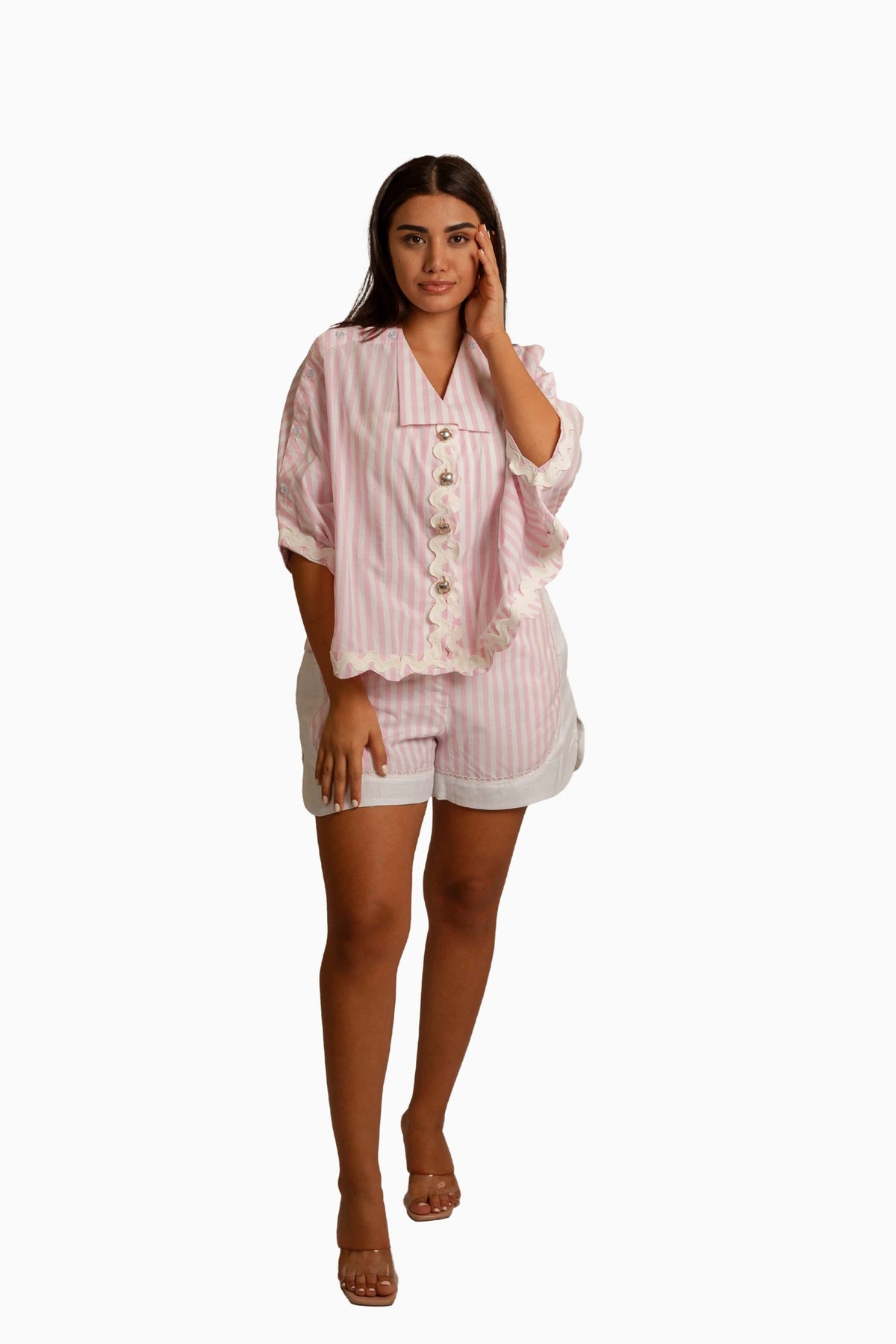 Luna Pink and white stripe shorts