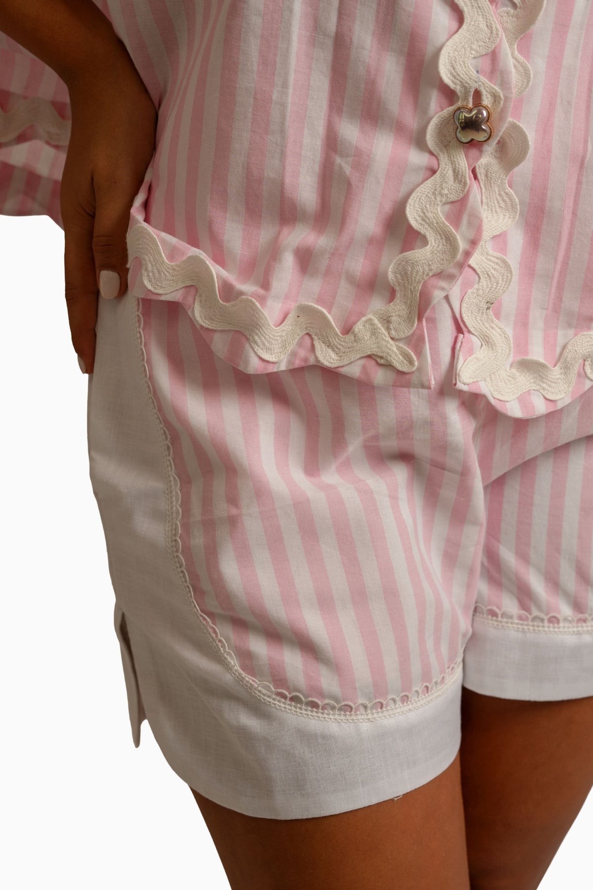 Luna Pink And White Striped Co-ord Set
