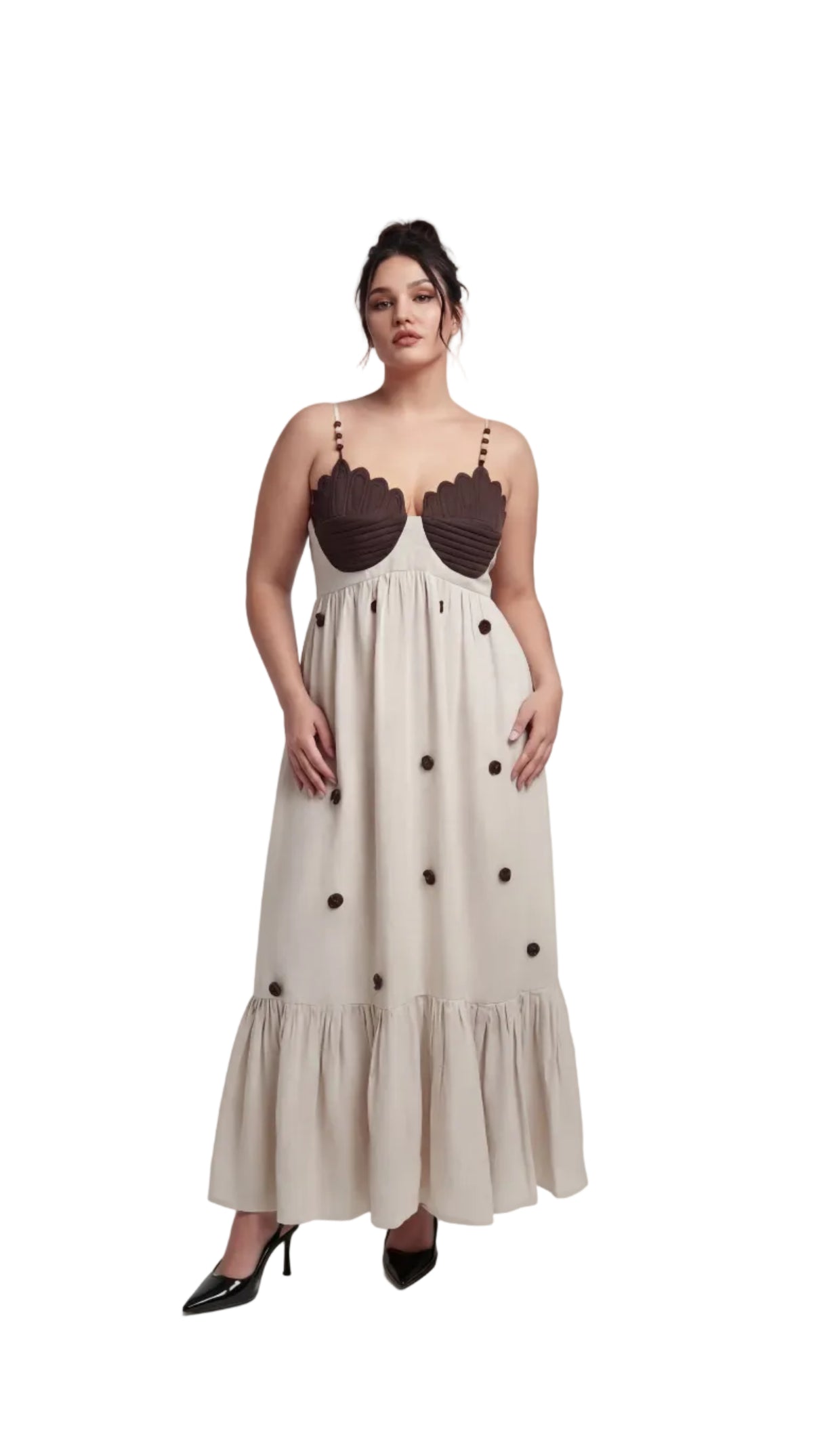 Coco Beige Brown Linen Dress