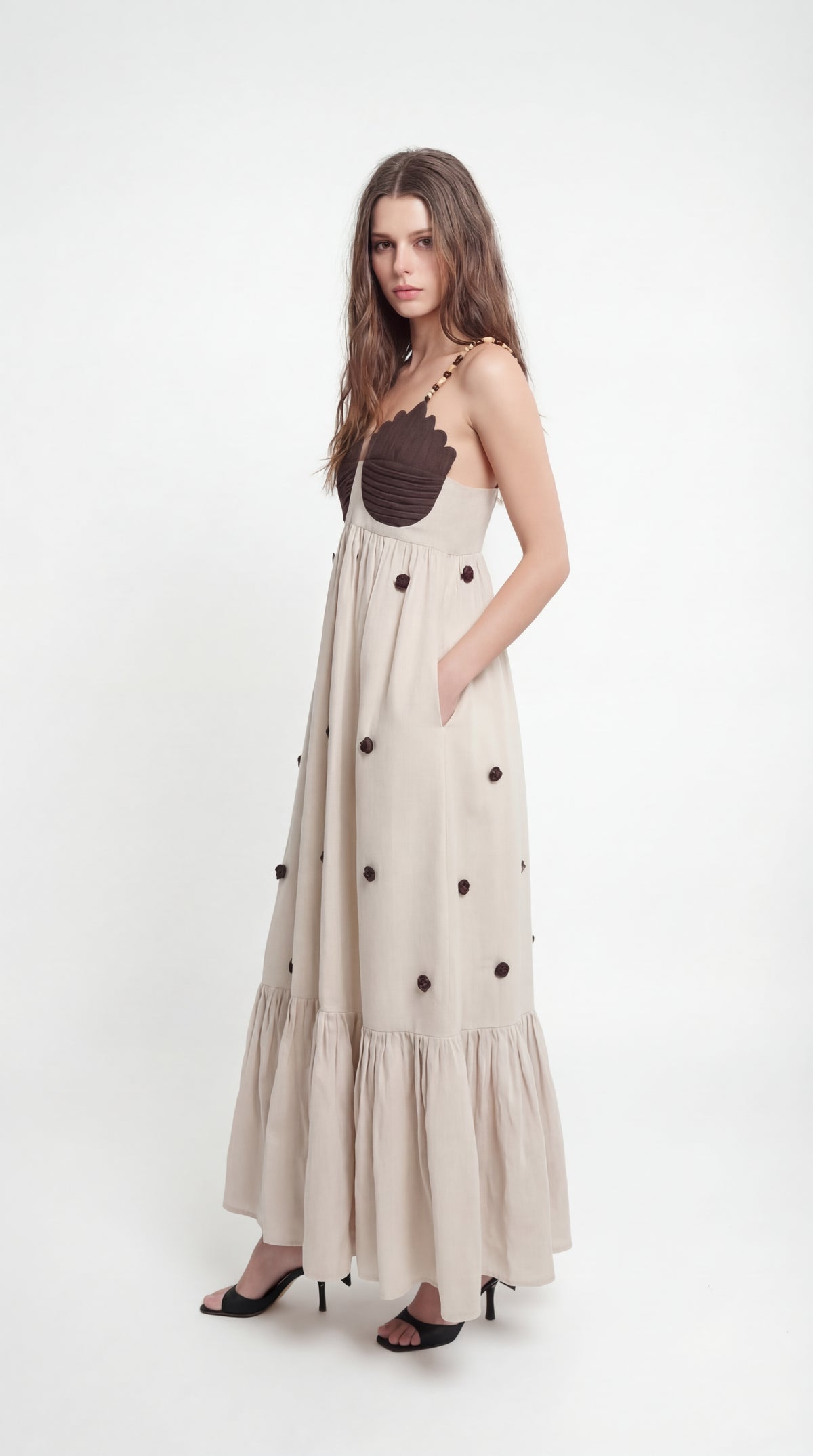 Coco Beige Brown Linen Dress