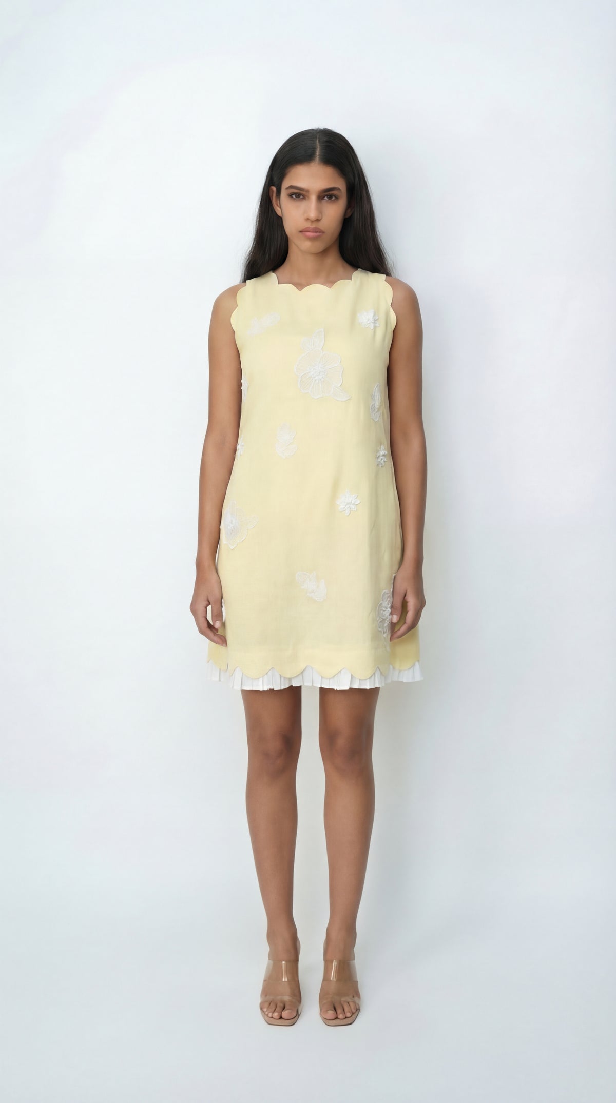 Petal Yellow Linen short dress