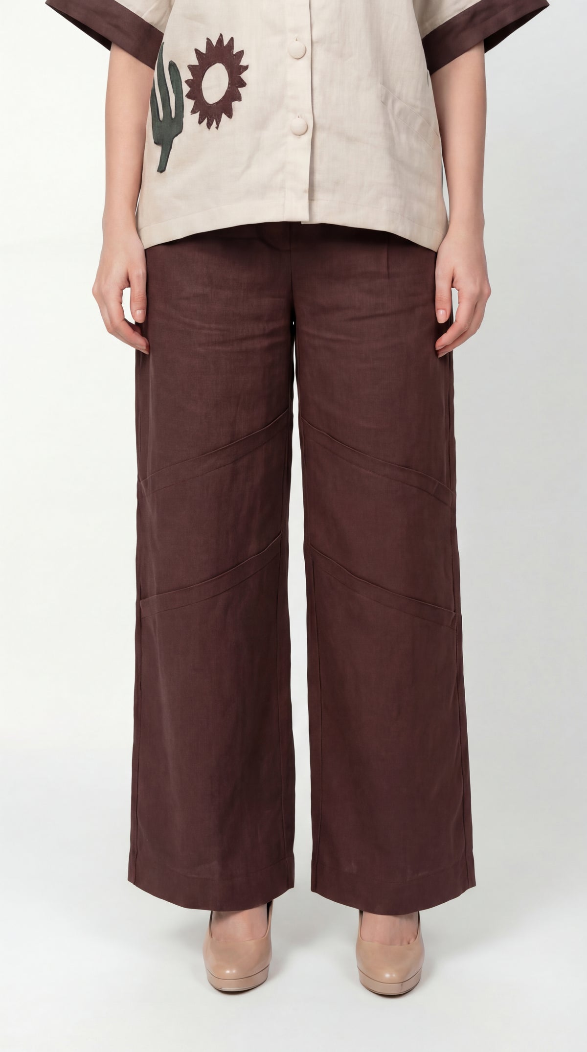 Emara Brown Linen Pant