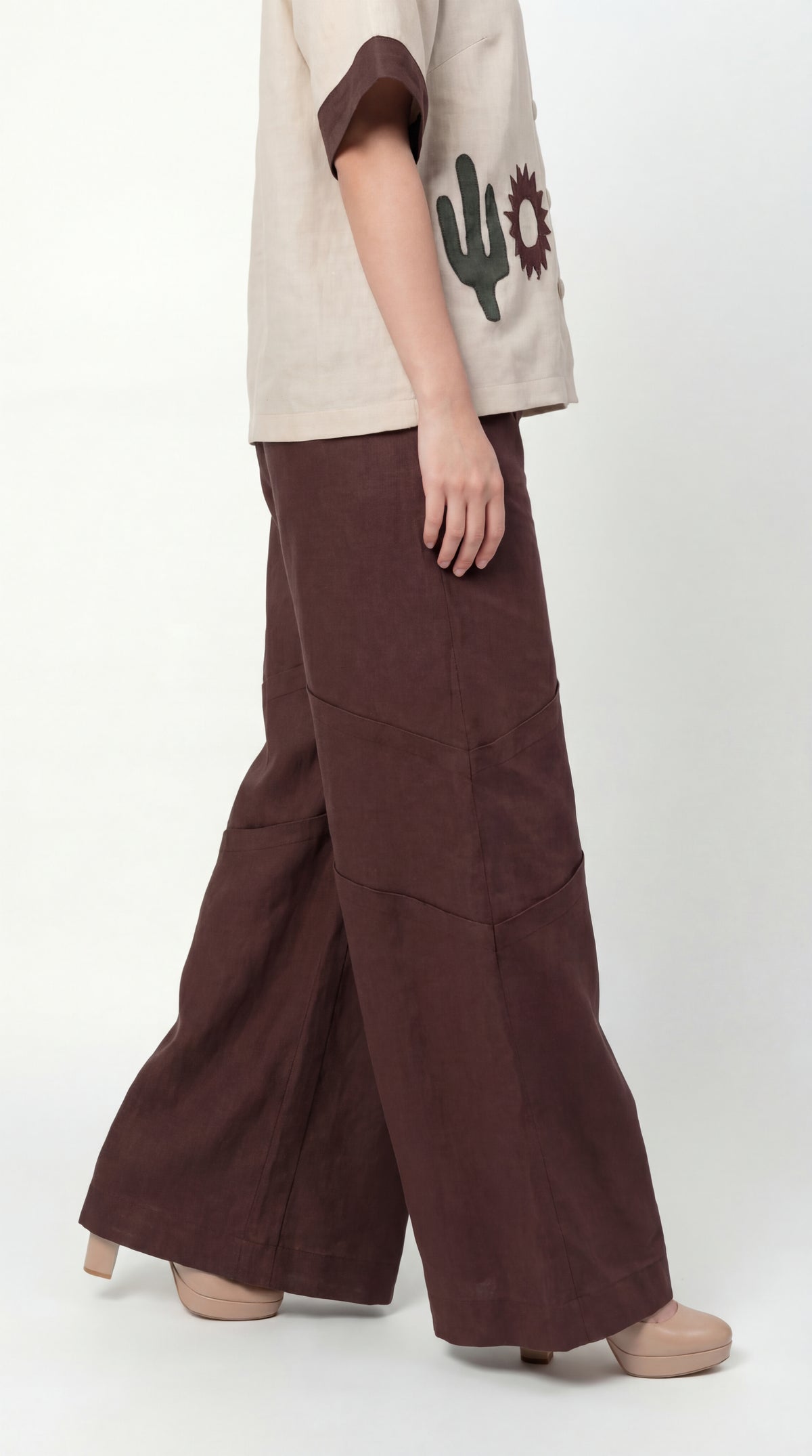 Emara Brown Linen Pant
