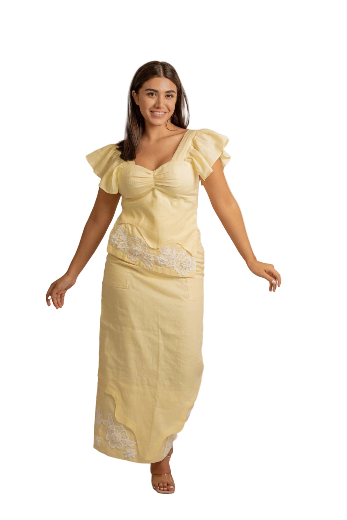 Blossom Yellow Linen Co-Ord Set