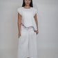 Margot White Linen Trouser, white high-waisted wide-leg pure linen trouser with pintex pleated drape, lined – front view