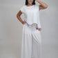 Margot White Linen Trouser, white high-waisted wide-leg pure linen trouser with pintex pleated drape, lined – close-up detail
