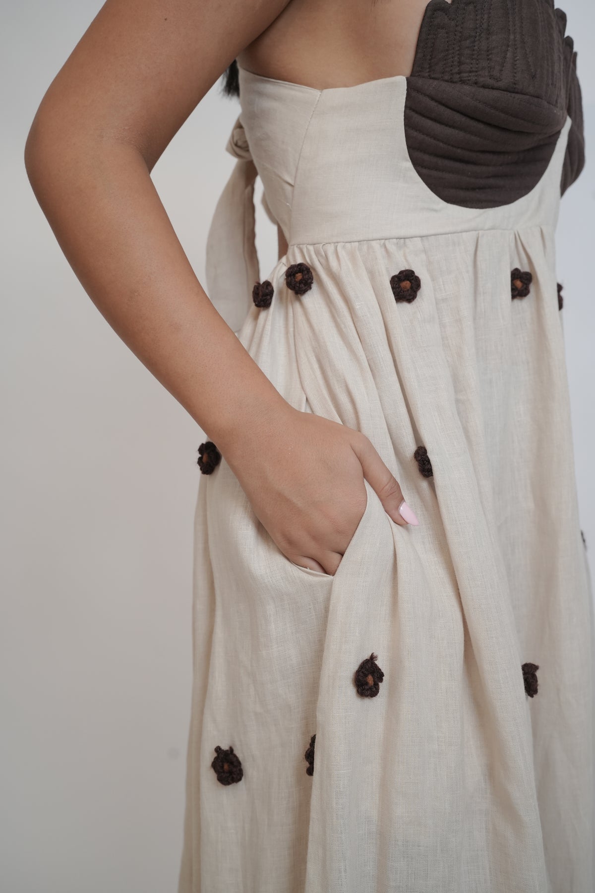 Coco Beige Brown Linen Dress