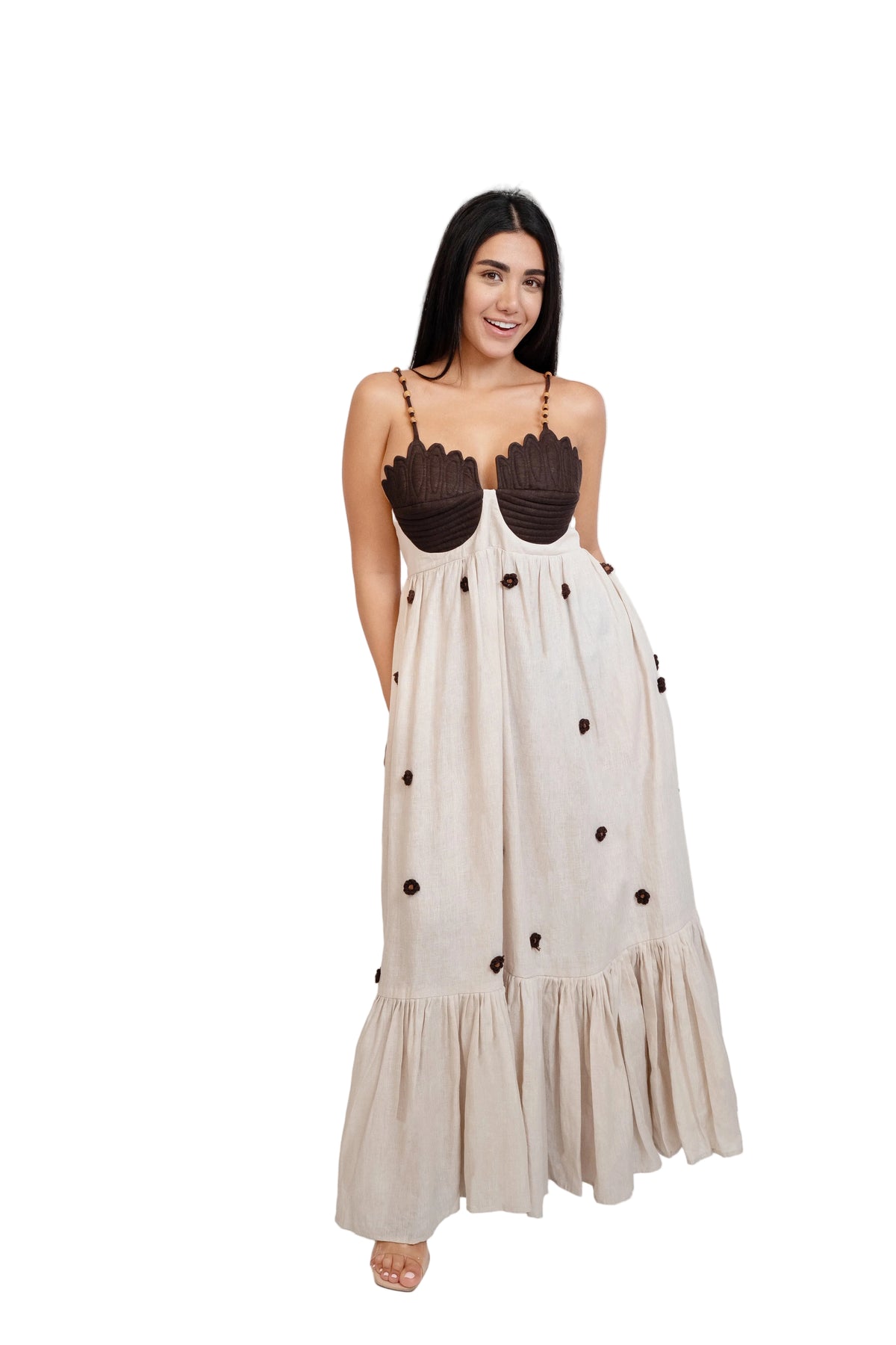 Coco Beige Brown Linen Dress
