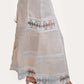 Ibiza Beige Dress, beige sleeveless 100% pure linen maxi dress with sweetheart neckline, fitted bodice and embroidered lace panel work – styled on model
