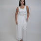 Margot White Linen Trouser, white high-waisted wide-leg pure linen trouser with pintex pleated drape, lined – side view