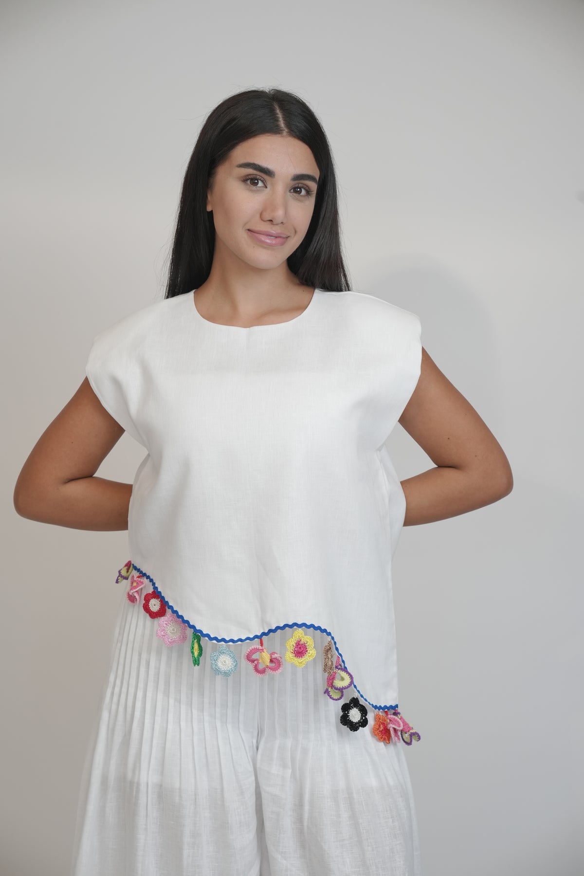 Fiji Summer Sleeveless White Linen Top
