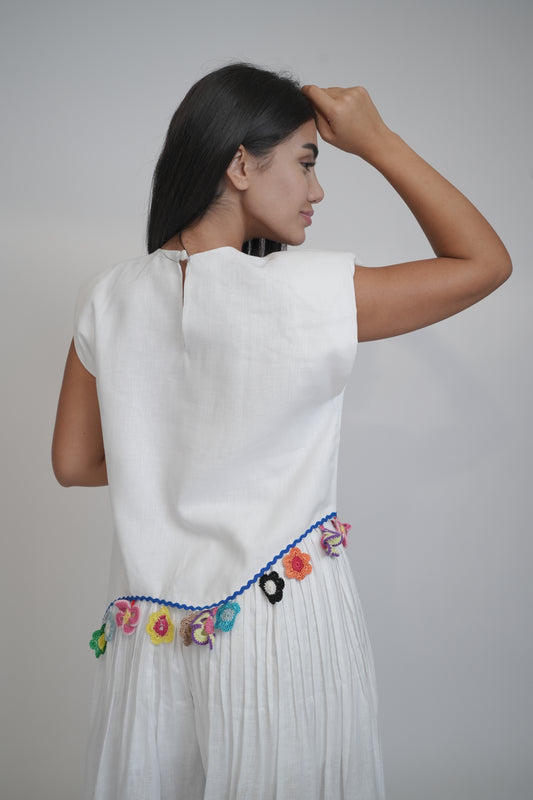 Fiji Summer Sleeveless White Linen Top