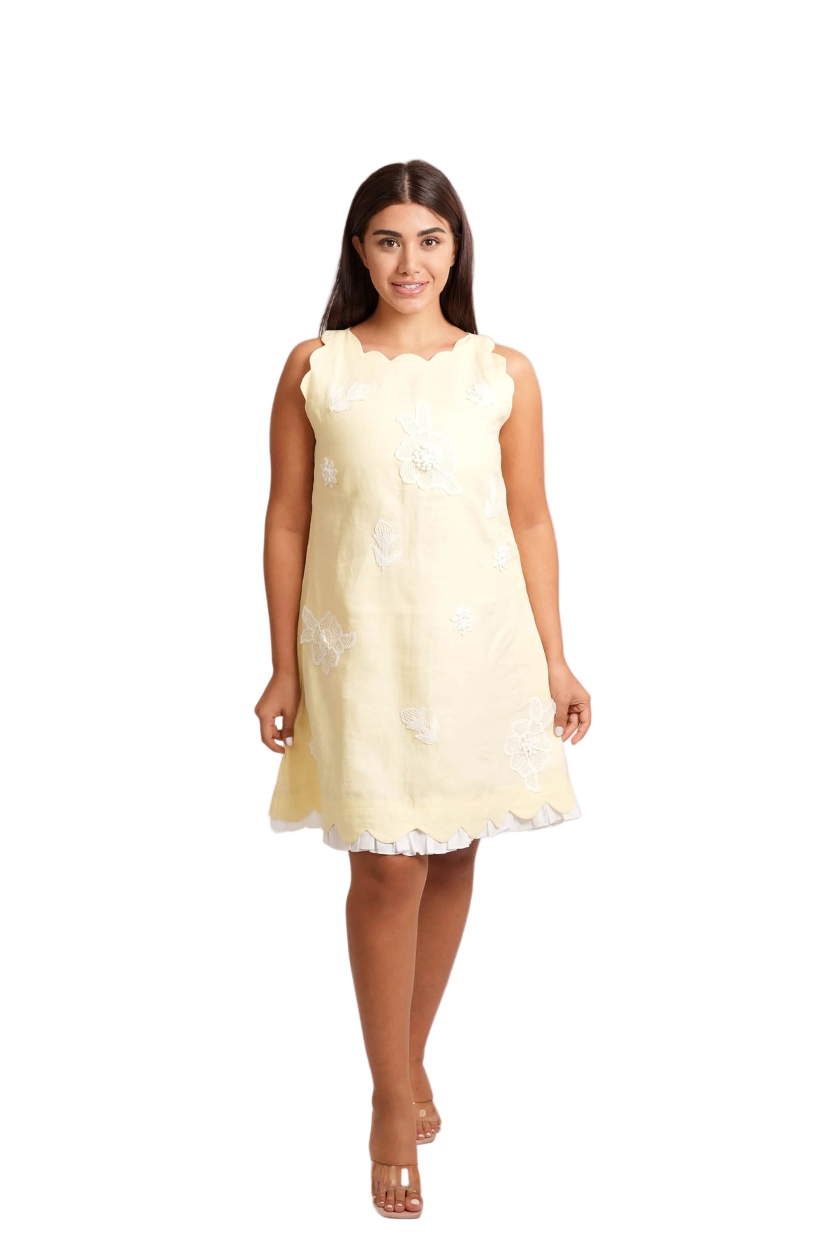 Petal Yellow Linen short dress