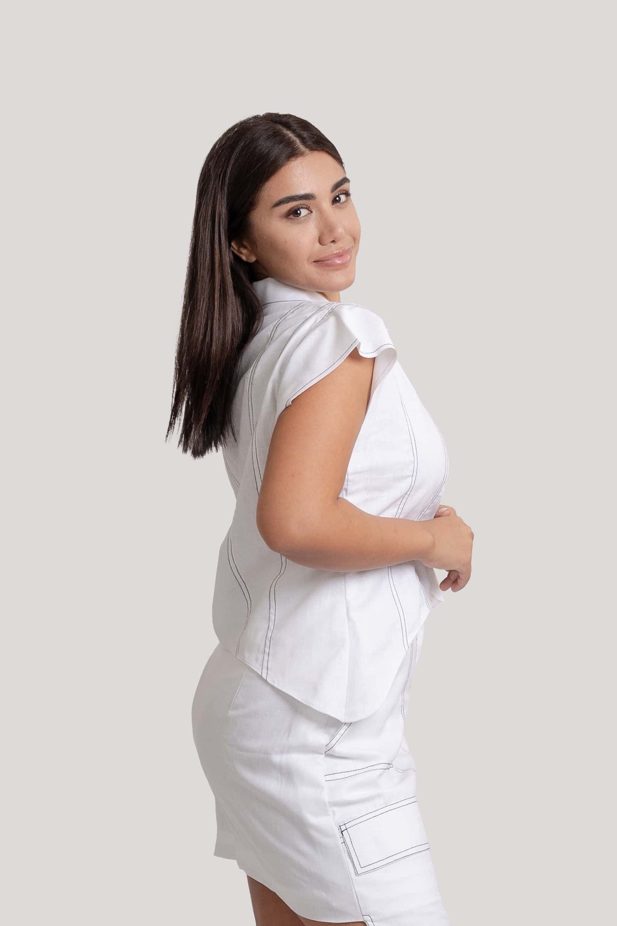 Zahra Co-Ord White Linen