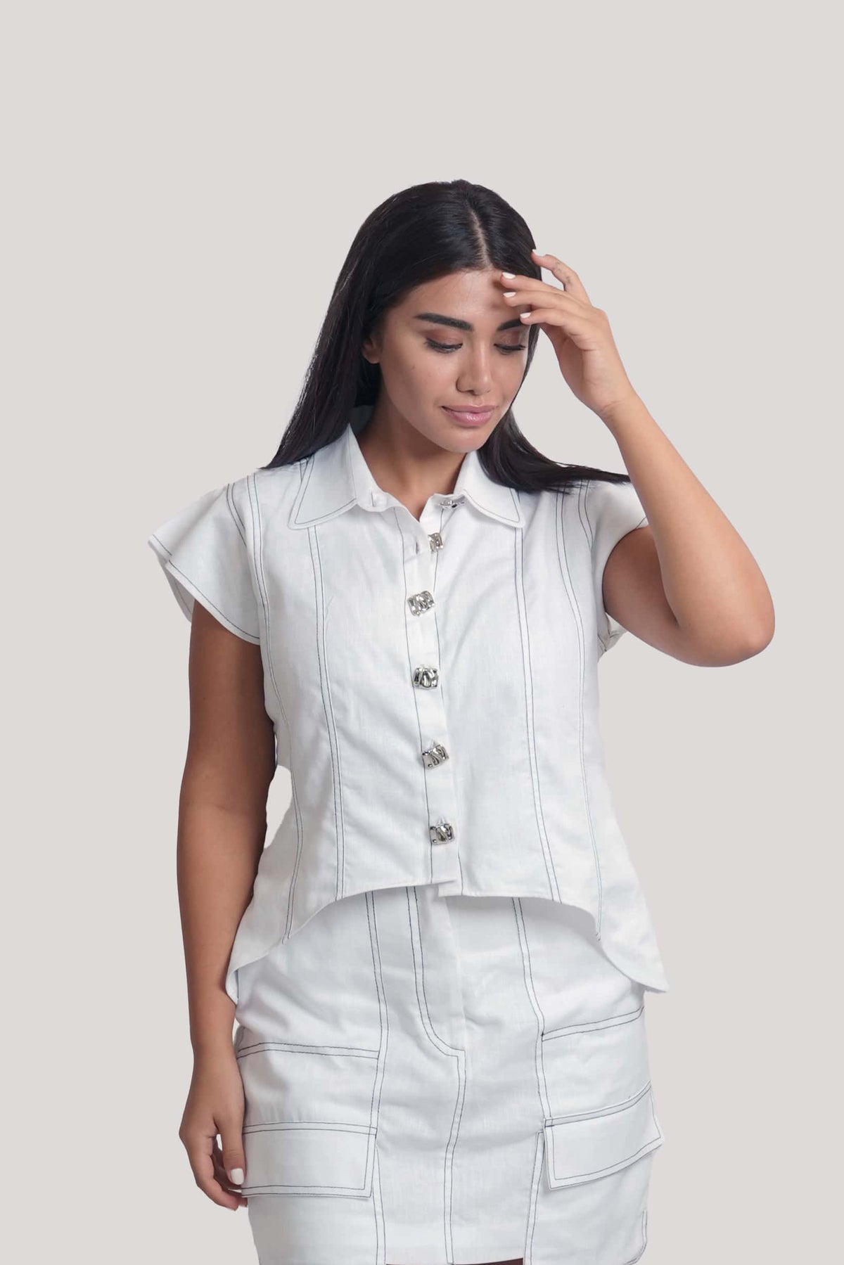 Zahra Linen White Top