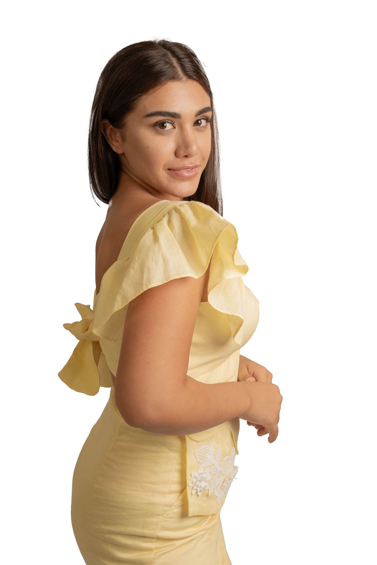 Blossom Yellow Top with White Lace