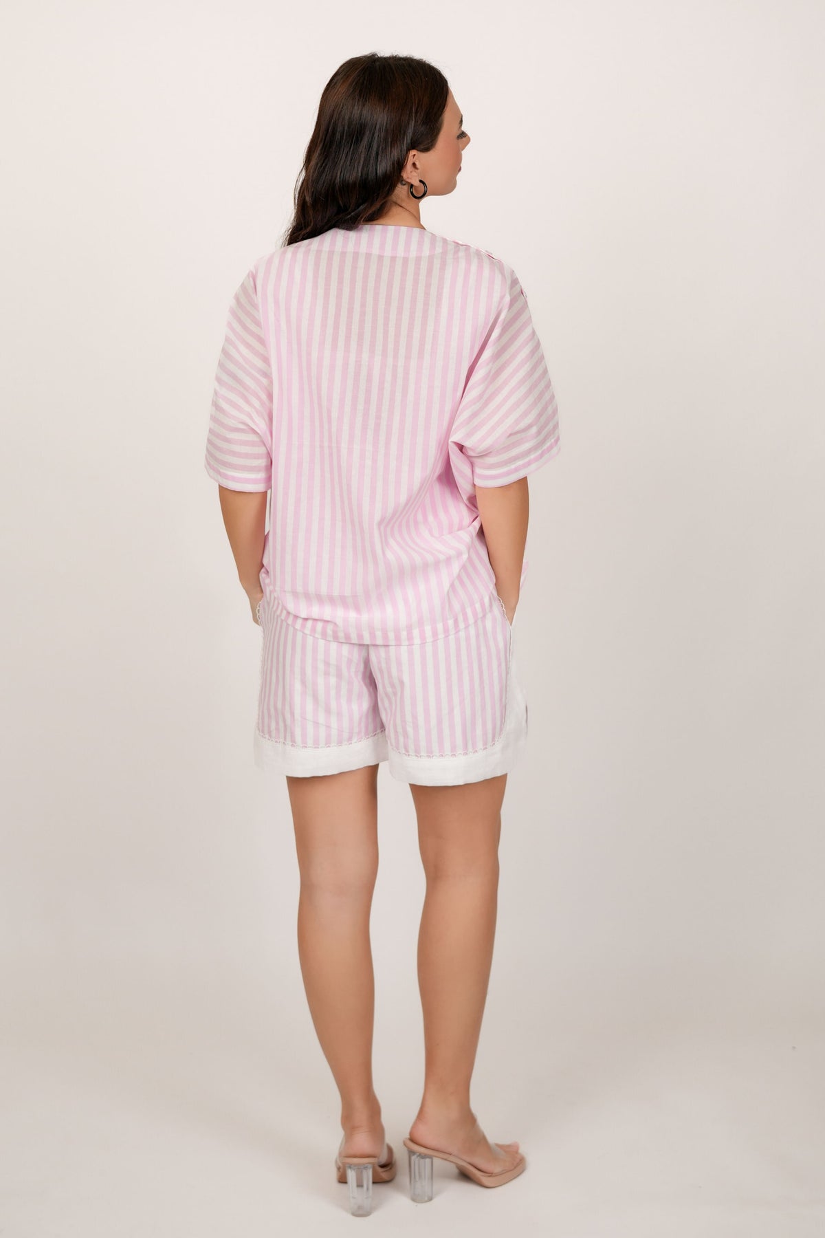 Luna Pink and white stripe shorts