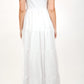 Coral White Kimono and Dress Set, white cotton tiered maxi dress and shrug set with black and brown zigzag rickrack trim, square neckline – flat lay detail