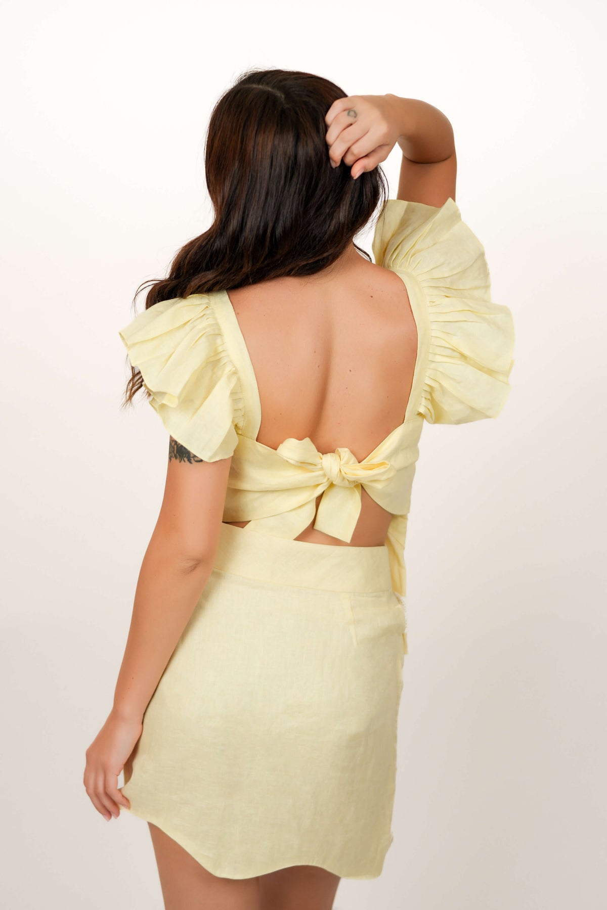 Blossom Yellow Top with White Lace