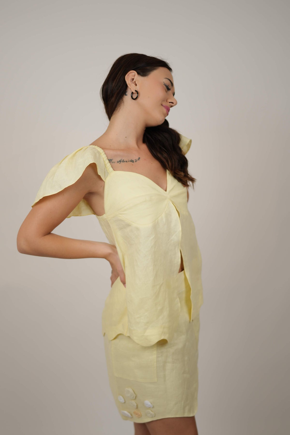 Hazel Yellow Linen Top
