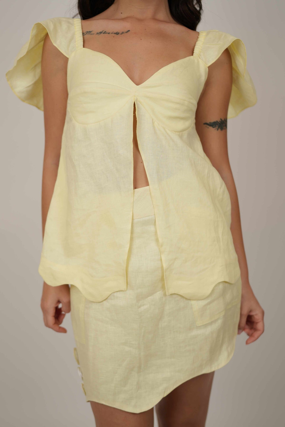 Hazel Yellow Linen Top