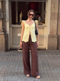 Emara Brown Linen Pant