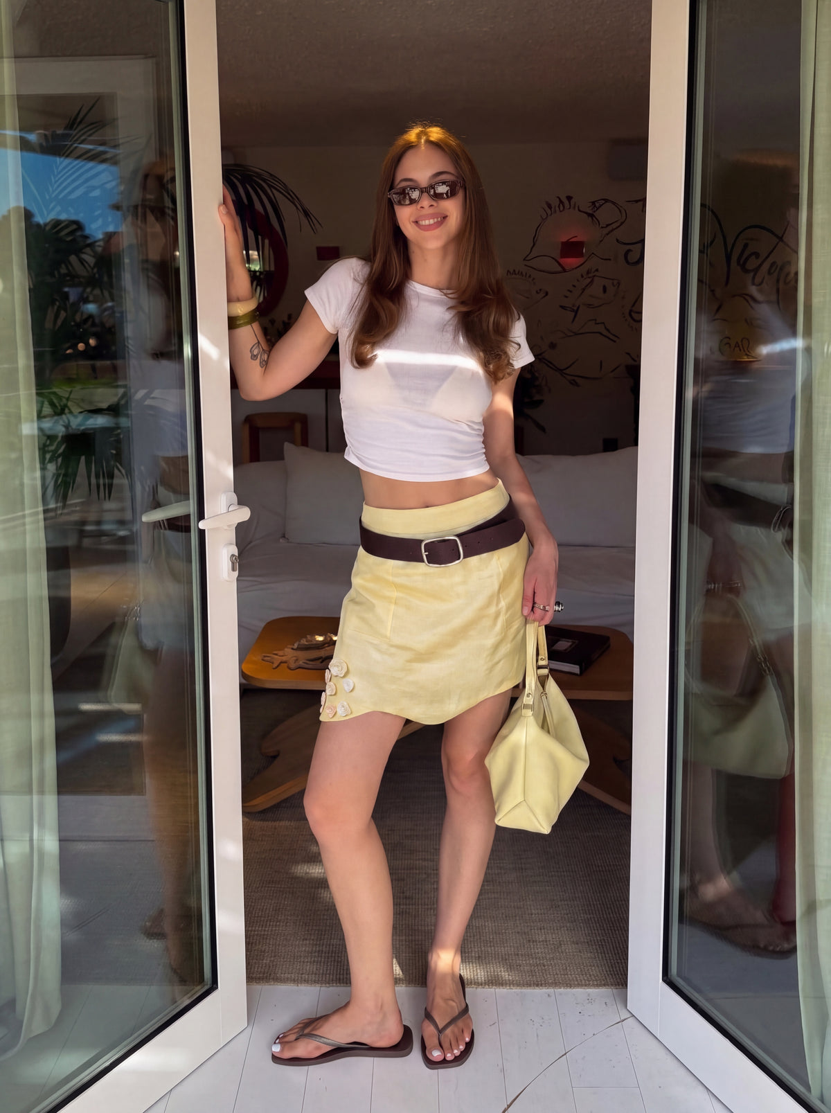 Daisy Yellow Linen Skirt