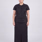 Inori Short Sleeve Top, premium 100% linen mandarin collar short-sleeve blouse with frog-button closures and adjustable lace-up back – styled on model