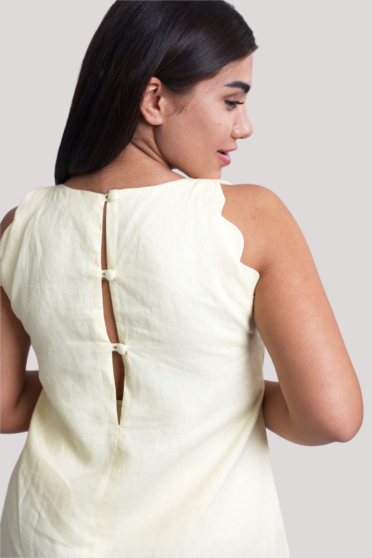 Petal Yellow Linen short dress