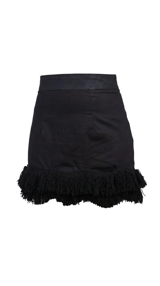 Whip Black Linen Skirt