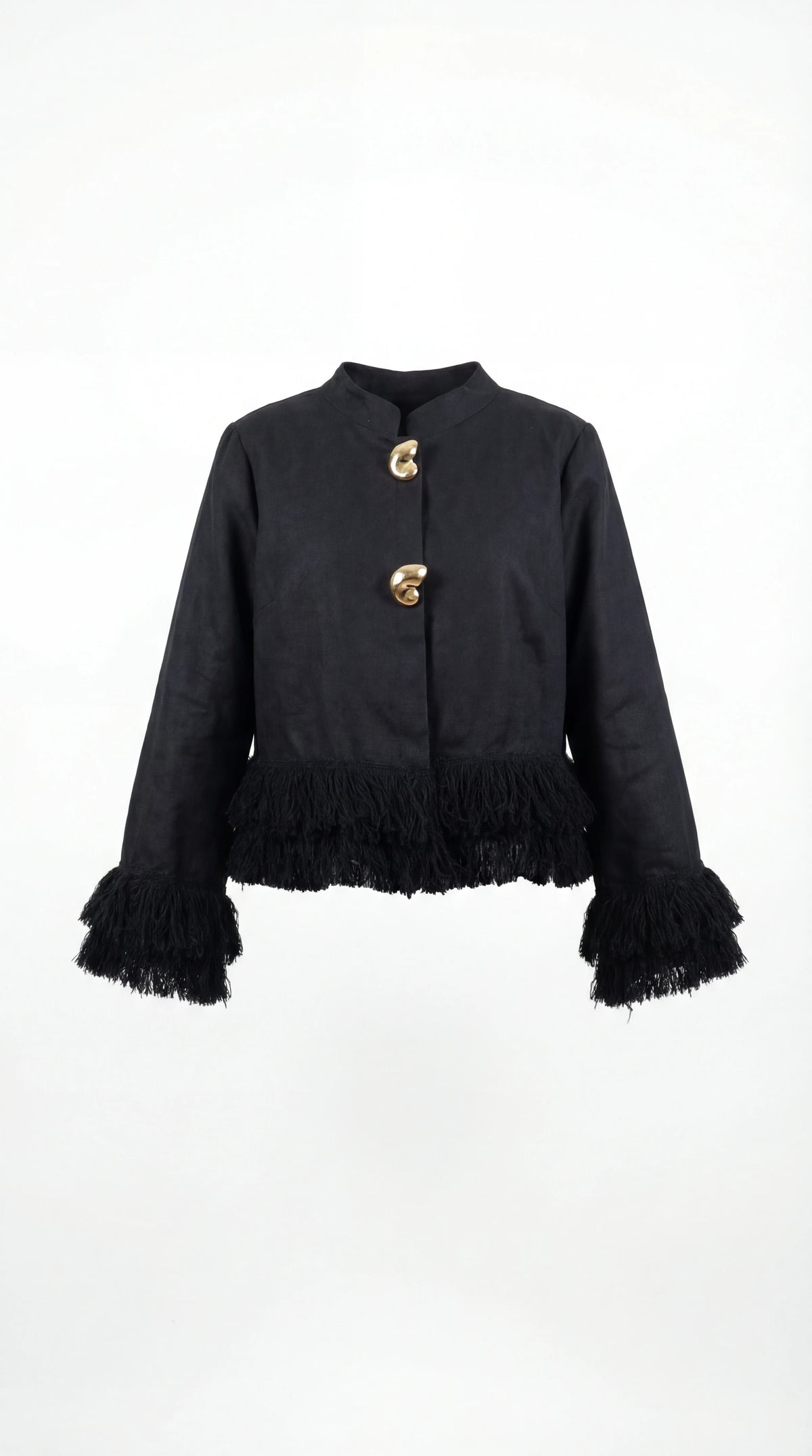 Whip Black Linen Top