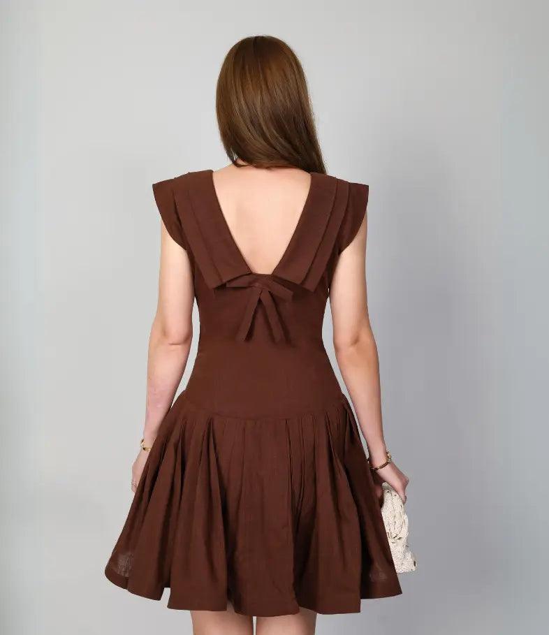 TIFFANY DRESS BROWN - mudafashions